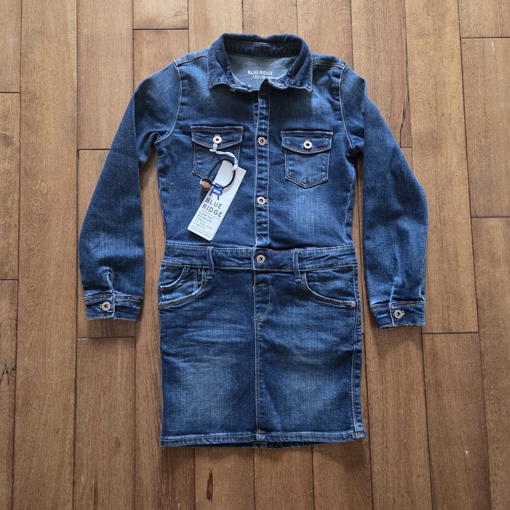 🆕️ Blue Ridge Girls' Denim Dress Dark Wash Size 7-8